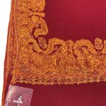 Red Pure Wool Shawl 4 Side Border Sozni Hand Embroidery