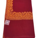 Red Pure Wool Shawl 4 Side Border Sozni Hand Embroidery
