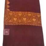 Maroon Diamond Weave Sozni Hand Embroidered Pure Wool Shawl