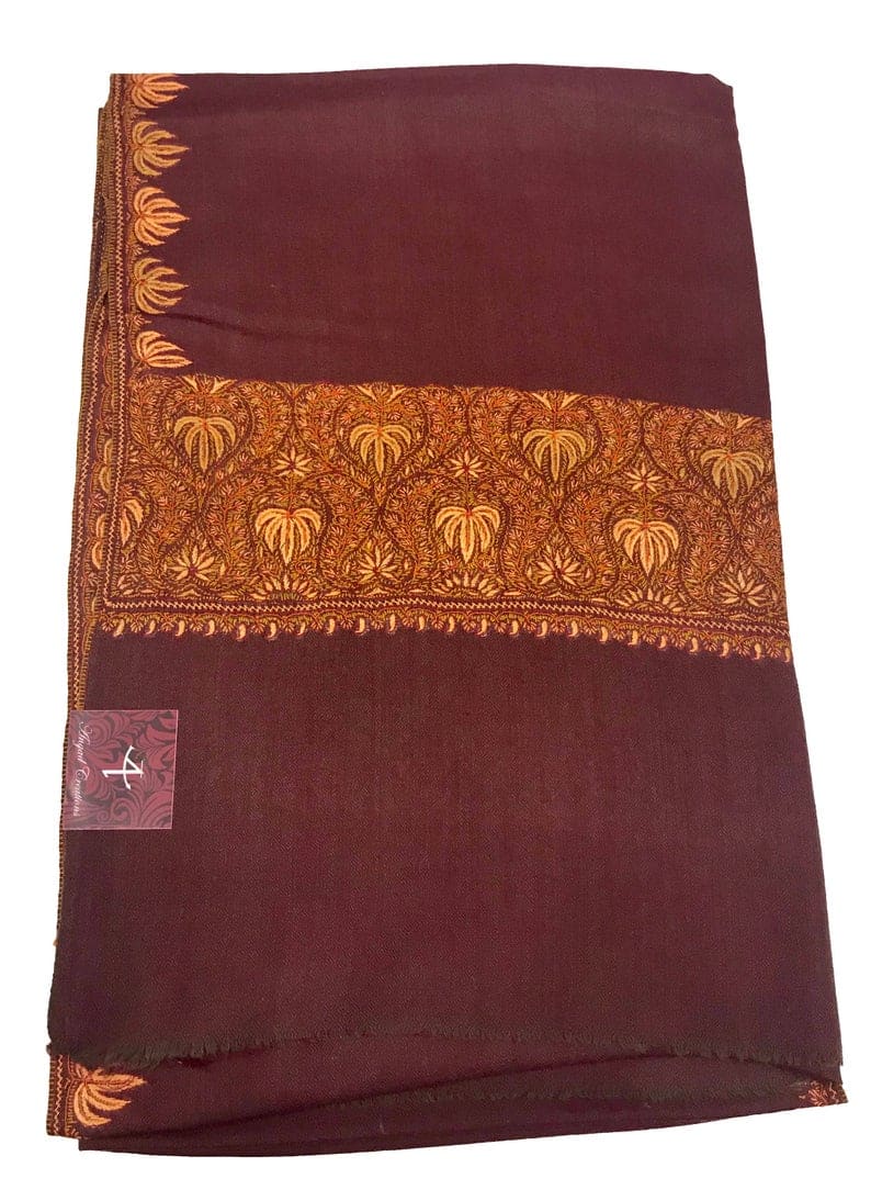 Maroon Diamond Weave Sozni Hand Embroidered Pure Wool Shawl Maroon Diamond Weave Sozni Hand Embroidered Pure Wool Shawl