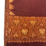 Maroon Diamond Weave Sozni Hand Embroidered Pure Wool Shawl Close Up