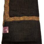 Brown Diamond Weave Sozni Hand Embroidered Pure Wool Shawl