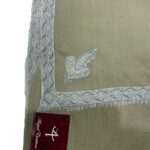Beige Pure Pashmina Shawl with 4 Side Sozni Hand Embroidery close up