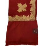 Red Pure Pashmina Shawl with Gold Silver Hand Tilla Work