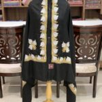 Black Pure Pashmina Shawl with Gold Silver Tilla Work