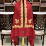 Red Pure Pashmina Shawl with Gold Silver Hand Tilla Work