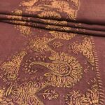 Rust Diamond Weave Sozni Hand Embroidered Pure Wool Shawl close up