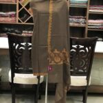 Beige Diamond Weave Sozni Hand Embroidered Pure Wool Shawl