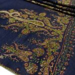 Purple Diamond Weave Sozni Hand Embroidered Pure Wool Shawl Close up