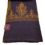 Purple Diamond Weave Sozni Hand Embroidered Pure Wool Shawl