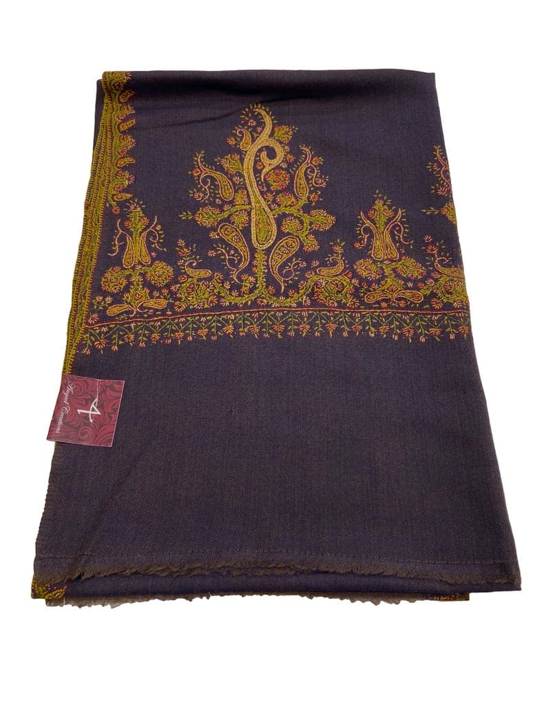Purple Diamond Weave Sozni Hand Embroidered Pure Wool Shawl Purple Diamond Weave Sozni Hand Embroidered Pure Wool Shawl