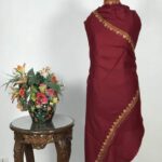 Red Pure Wool Shawl 4 Side Border Hand Embroidery