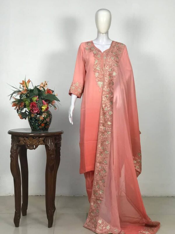Peach Pink Ombre Shalwar Suit with Tilla Work
