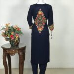Navy Blue Jaal Aari with Hand Dabka Work Salwar Suit back