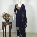 Navy Blue Jaal Aari with Hand Dabka Work Salwar Suit