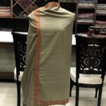 Neem Daur Sozni Hand Embroidered Pure Pashmina Shawl: Beige