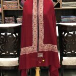 Neem Daur Sozni Hand Embroidered Pure Pashmina Shawl: Red