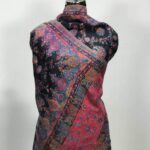 Black Floral Silk Kani Weave Dupatta close up