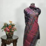 Black Floral Silk Kani Weave Dupatta