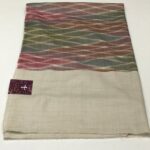 Criss-Cross Ikat Design Pure Pashmina Shawl: Green, Blue and Pink