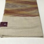 Criss-Cross Ikat Design Pure Pashmina Shawl: Rust, Yellow and Brown