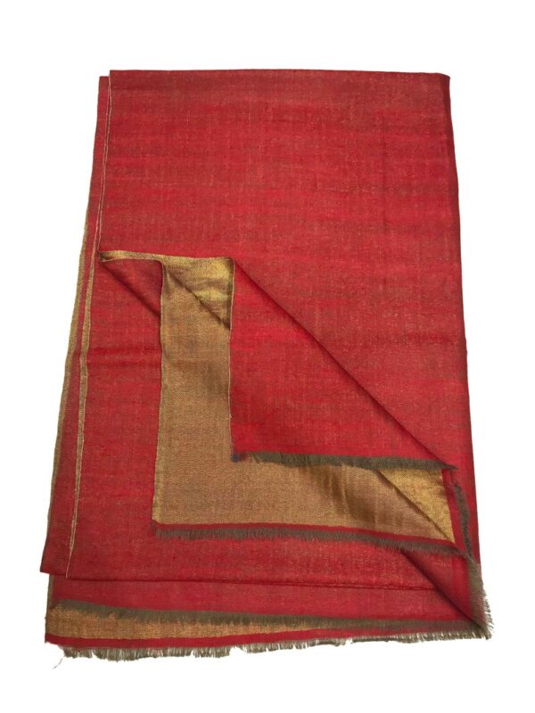 Tilla Weave Reversible Pure Pashmina Stole: Red