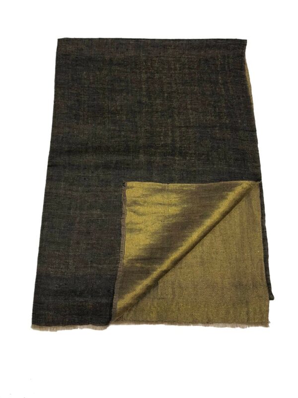 Tilla Weave Reversible Pure Pashmina Stole: Black flat