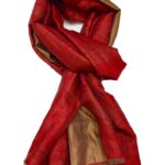 Tilla Weave Reversible Pure Pashmina Stole: Red wrap