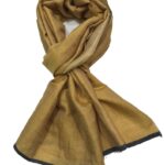 Tilla Weave Reversible Pure Pashmina Stole: Mustard wrap