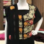 Black Long Check Style Tilla & Aari Fusion Embroidered Suit Front