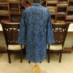 Blue Paisley Jamawar Embroidered Women Coat back side
