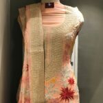 Peach Chaputri Style Tilla & Floral Aari Style Fusion Embroidered Kashmiri Suit Front