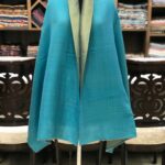Tilla Weave Reversible Pure Pashmina Stole: Turquoise wrap