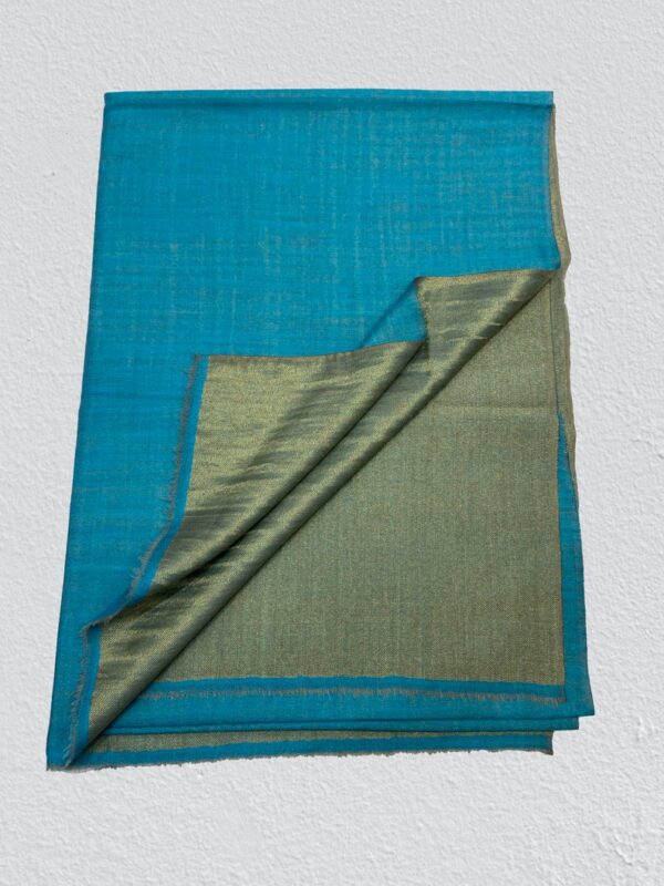 Tilla Weave Reversible Pure Pashmina Stole: Turquoise