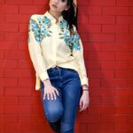 Light Yellow Cotton Top with Multi Colour Thread Embroidery