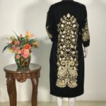 Black Velvet Jacket With Kashmiri Tilla Jaal Embroidery Back