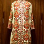 White Kashmiri Coat With Boteh Embroidery Front