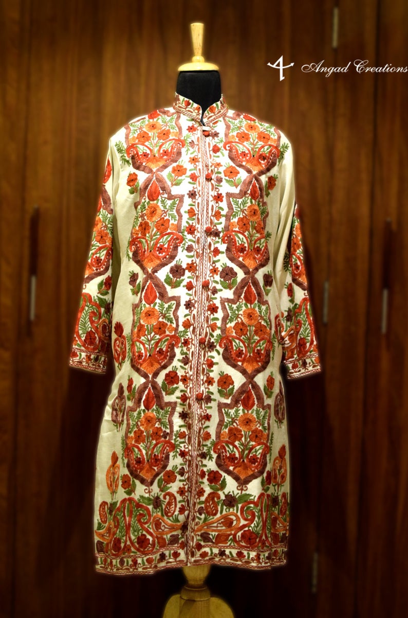 il_794xN.1099950275_cjck White Kashmiri Coat With Boteh Embroidery Front