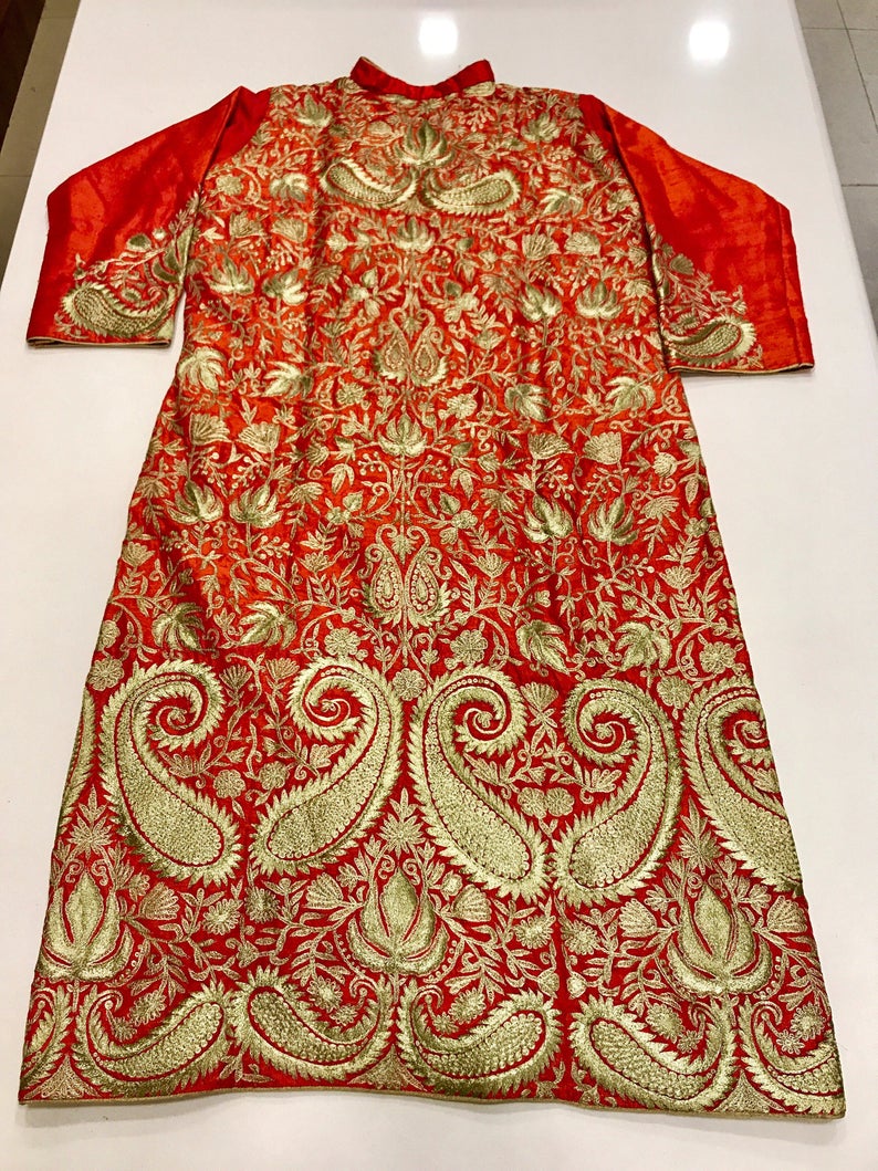 Pink Kashmiri With Chinar Jaal Tilla Embroidery Back Pink Kashmiri With Chinar Jaal Tilla Embroidery Back