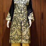 Black Kashmiri Jacket With Chinar Jaal Tilla Embroidery Front