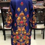 Blue Kashmiri Jacket With Floral Vine Embroidery Back
