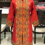 Red Kashmiri Jackets With Anarkali Style Kashmiri Aari Embroidery Front