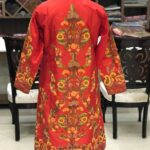 Red Kashmiri Jacket With Floral Kashmiri Aari Jaal Embroidery Back