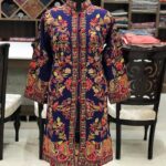 Navy Blue Kashmir With Floral Vine Pattern Embroidery Front