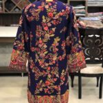 Navy Blue Kashmir With Floral Vine Pattern Embroidery Back