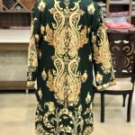 Green Kashmiri Paisley Vine Pattern Embroidery Back