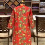 Red Kashmiri Jacket With Floral Pattern Embroidery Back