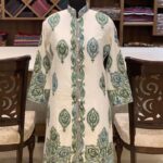 White Kashmiri Coat with Paisley Boteh Embroidery