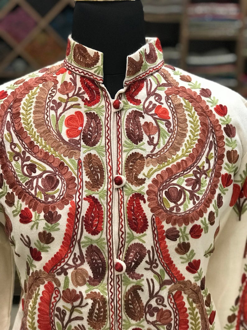 Front Open Style Women Embroidered Long Jacket Front