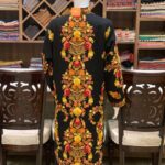 Black Kashmiri Coat With Floral Vine Jaal Embroidery Back